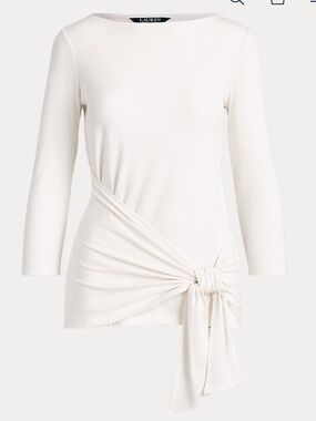 RALPH LAUREN Cotton-Blend Wrap Top